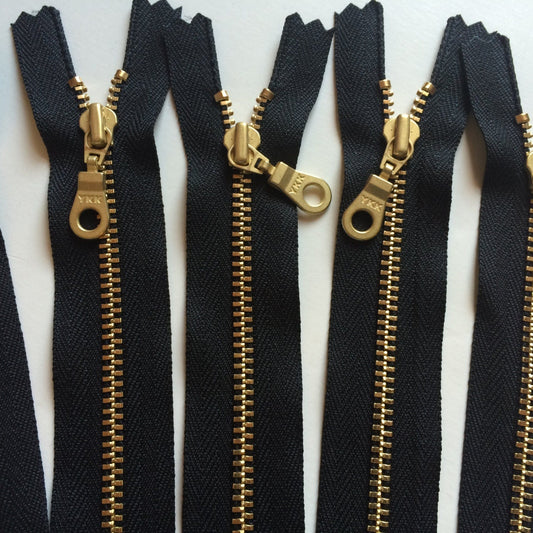 100 Pieces Black 4.5mm YKK Metal Zippers - 16 Sizes and 3 Finishes