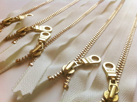 Wholesale 100 Pieces Ivory YKK Metal Zippers - 16 Sizes