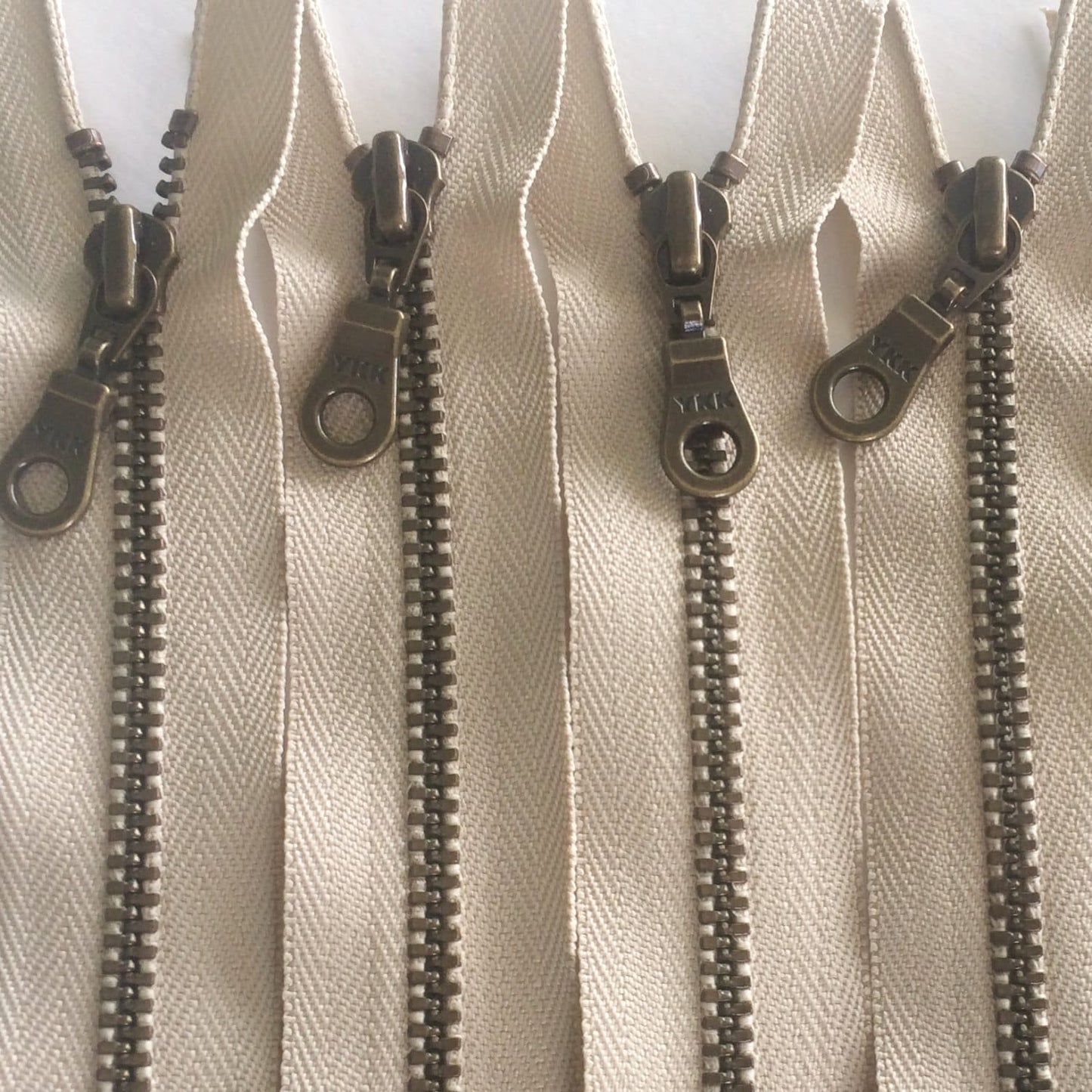 Wholesale 100 Pieces Khaki YKK Metal Zippers - 16 Sizes