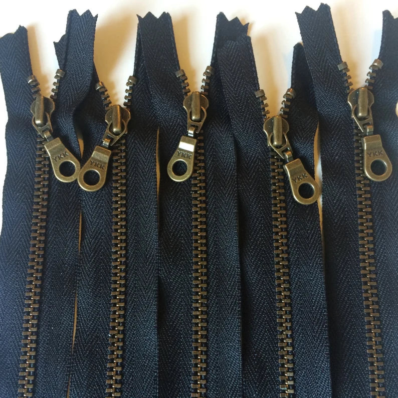 100 Pieces Black 4.5mm YKK Metal Zippers - 16 Sizes and 3 Finishes