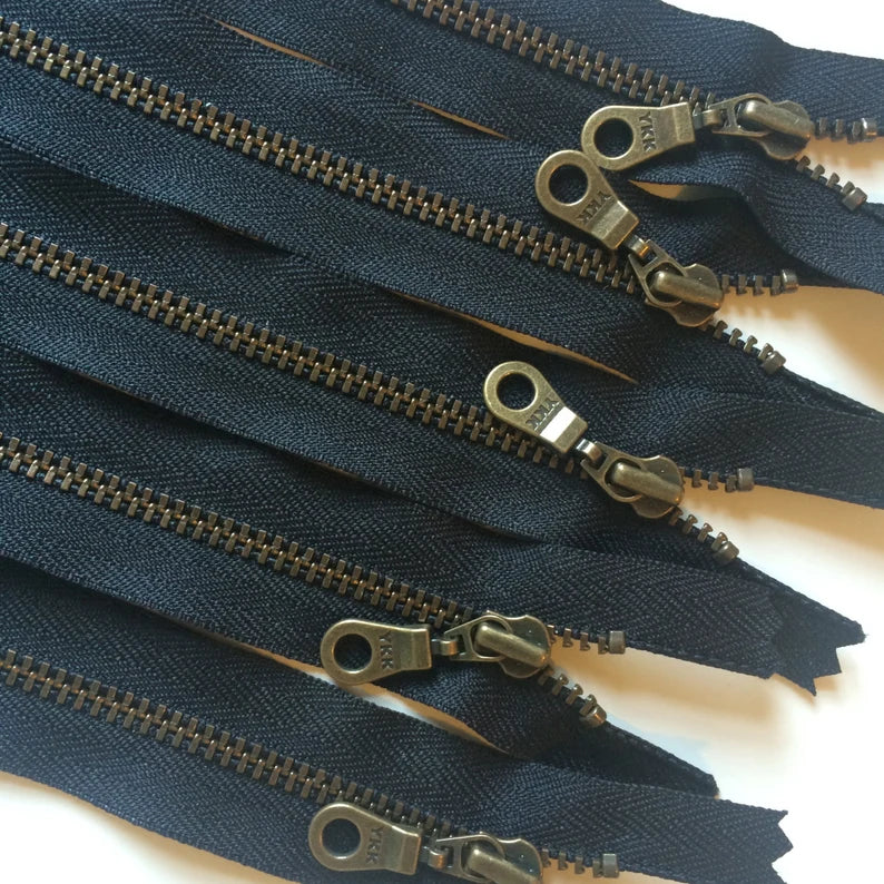 100 Pieces Black 4.5mm YKK Metal Zippers - 16 Sizes and 3 Finishes